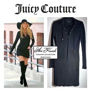 Juicy Couture Fall 2013 Black Lace Up Bodycon Dress ASO Serena Van Der Woodsen
